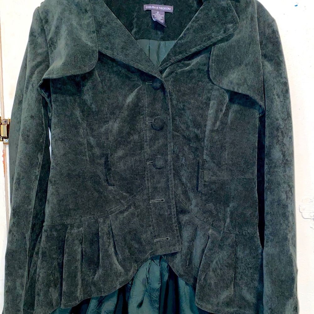 Green corduroy blazer jacket